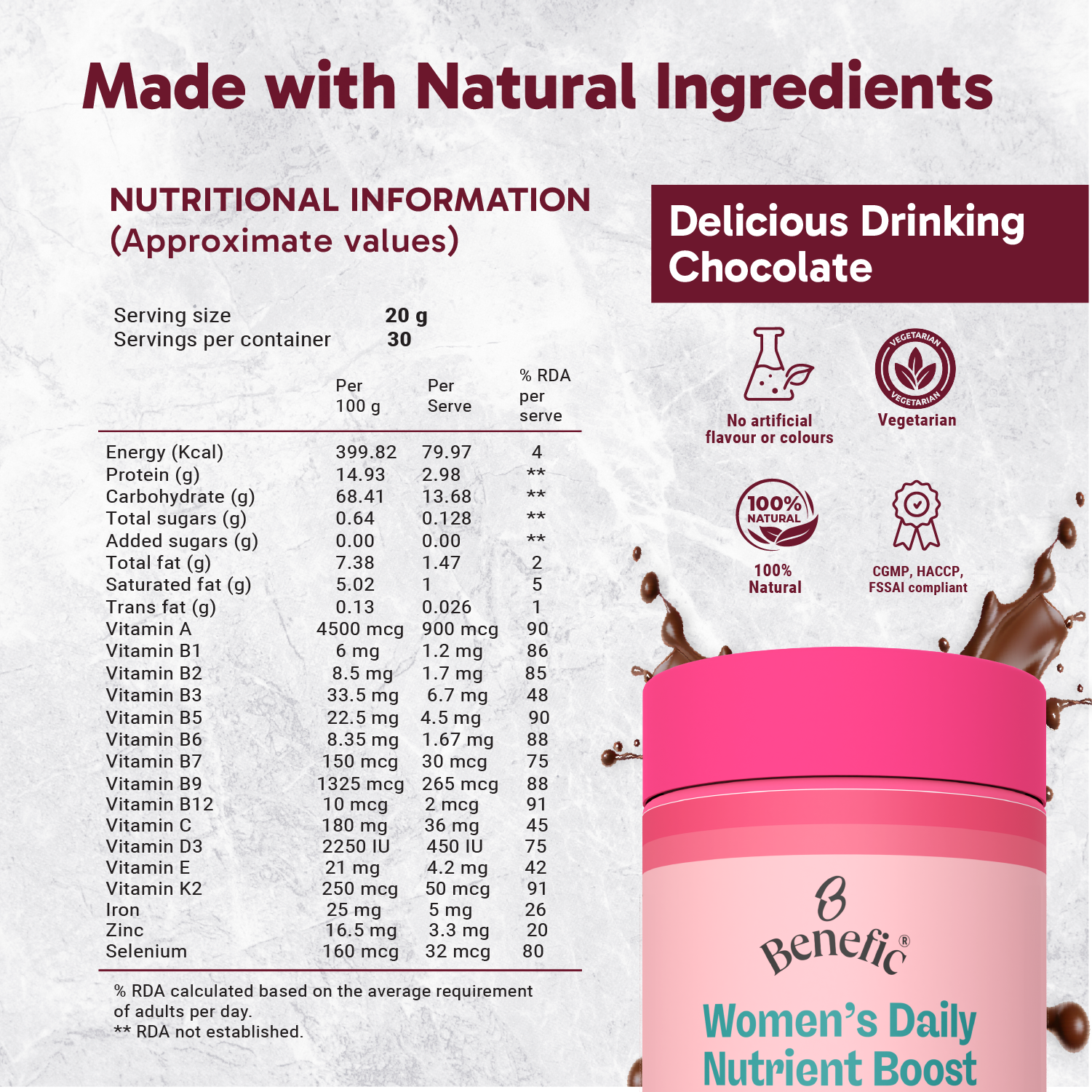 Women's Daily Nutrient Boost Drinking Chocolate